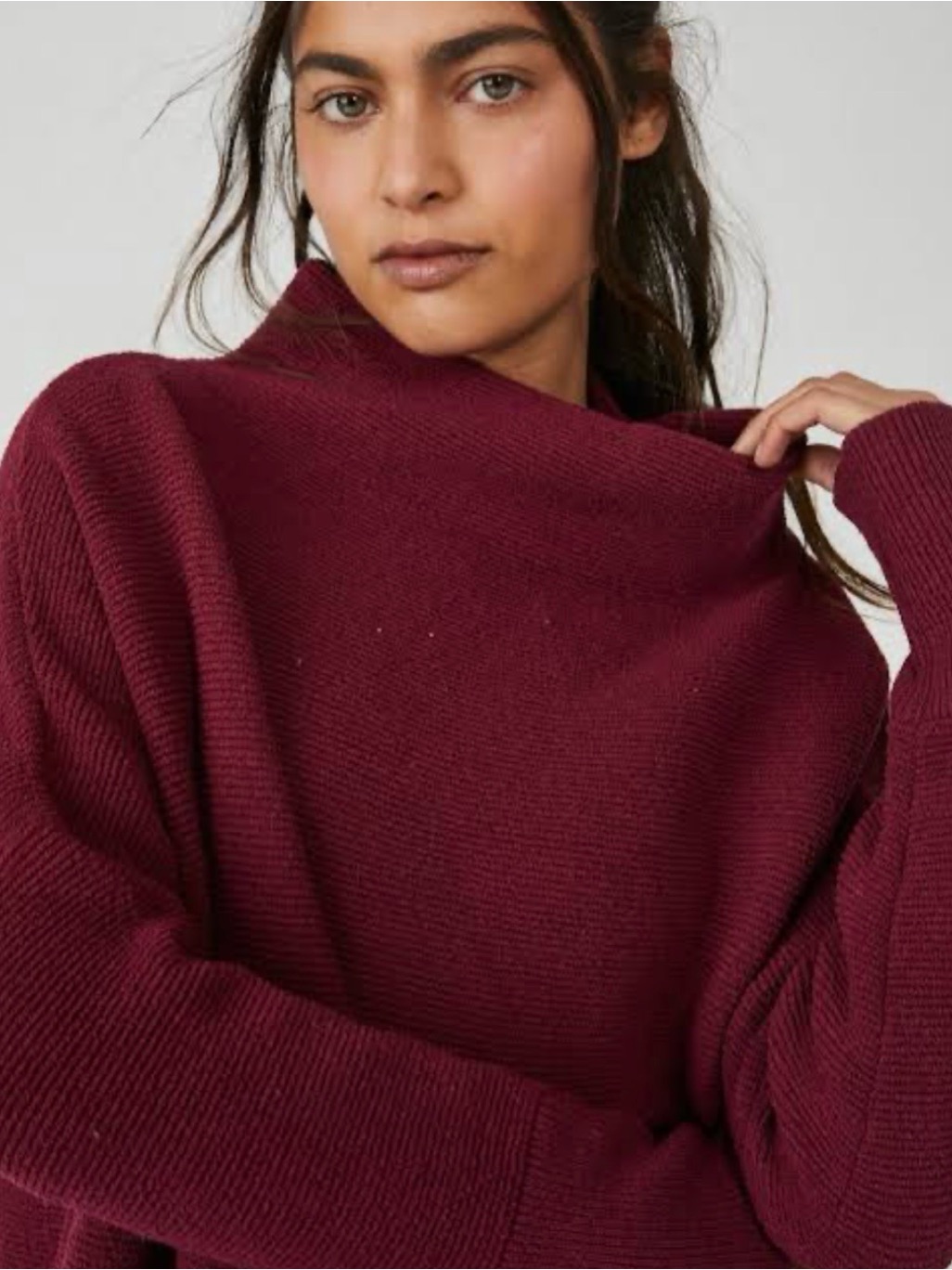 Free People Ottoman Slouchy Tunic Sweater - Color Mulberry - Size Xs